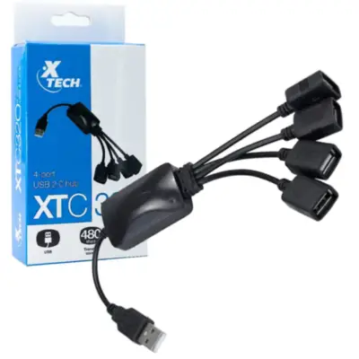 Detalles accesorios de Hub Usb A 2.0 4 Puertos Tipo Cable Xtech XTC-320