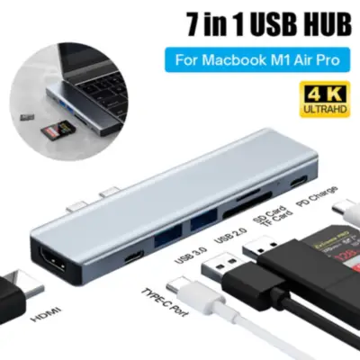 Detalles accesorios de Adaptador Conversor Usb C Macho / Hdmi + USB-A + USB-C + PD + Lector Tarjetas