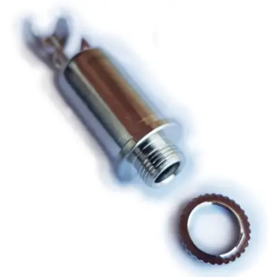 Conector Ficha Miniplug 3,5 Jack Hembra Estereo Metal Chasis Rosca Delantera