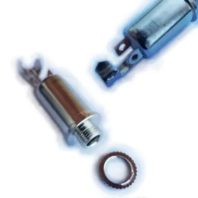 Detalles accesorios de Conector Ficha Miniplug 3,5 Jack Hembra Estereo Metal Chasis Rosca Delantera