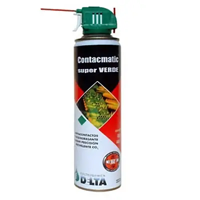 Vista lateral de Limpia Contactos Desengrasante Contacmatic Super Verde 440Cc