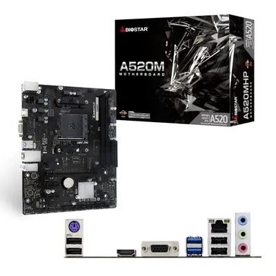 Detalles accesorios de Motherboard Biostar Am4 A520Mhp V6.0 Ddr4 Box M-Atx