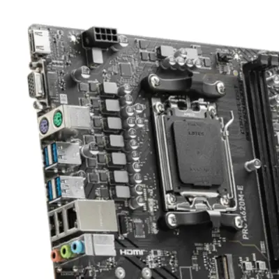 Detalles accesorios de Motherboard MSI Am5 PRO A620M-E Ddr5 Box