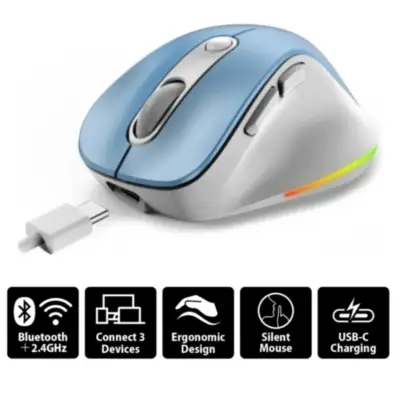 Vista lateral de Mouse Inalambrico Genius Ergo 9000S PRO Light Blue