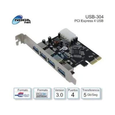 Vista lateral de Placa Pci-E 4 Puertos Usb 3,0 Noganet Usb-304