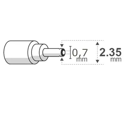 Detalles accesorios de Plug Hueco 2,35 X 0,75 Mm Intercambiable Macho 90 Grados Polarizado
