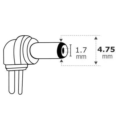 Detalles accesorios de Plug Hueco 4,75 X 1,7 Mm Intercambiable Macho 90 Grados Polarizado