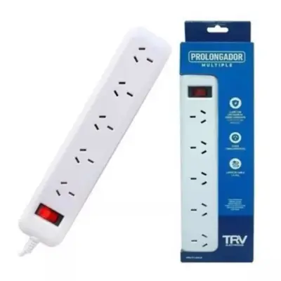 Detalles accesorios de Zapatilla 5 Tomas Cable 1,5M Blanco Trv Interruptor Con Proteccion Termica