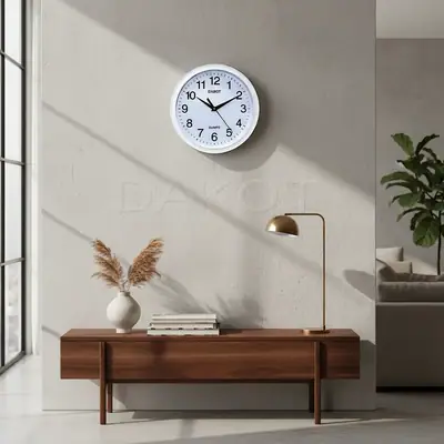 Vista lateral de Reloj Pared Agujas Redondo 25cm Blanco Dakot