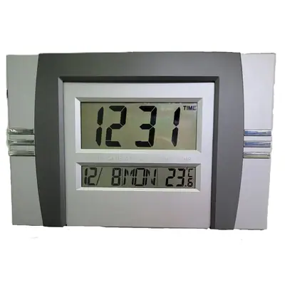 Reloj Pared Digital Hora Fecha Temperatura Rectangular 28 x 20cm