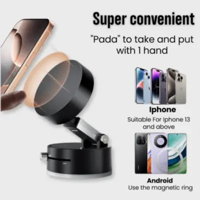 Detalles accesorios de Soporte Porta Celular Magnetico con Sopapa para superficies lisas