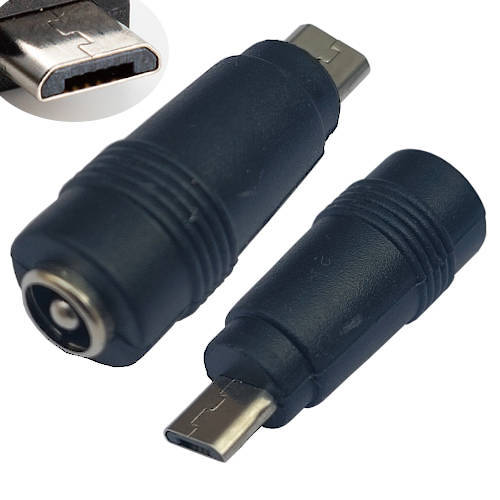 ADAPTADOR DC HUECO 5,5 x 2,5 mm HEMBRA a MICRO-USB ADAPTADOR DC HUECO 5,5 x 2,5 mm HEMBRA a MICRO-USB