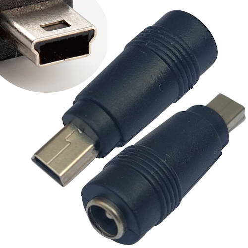 ADAPTADOR DC HUECO 5,5 x 2,5 mm HEMBRA a MINI-USB ADAPTADOR DC HUECO 5,5 x 2,5 mm HEMBRA a MINI-USB