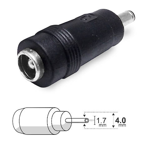 ADAPTADOR DC HUECO 5,5 x 2,1 mm HEMBRA a 4,0 x 1,4 mm MACHO