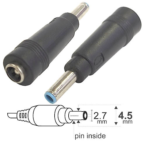 ADAPTADOR DC HUECO 5,5 x 2,5 mm HEMBRA a 4,5 x 2,7 mm MACHO ADAPTADOR DC HUECO 5,5 x 2,5 mm HEMBRA a 4,5 x 2,7 mm MACHO