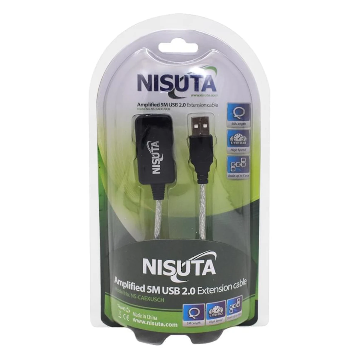 Detalles accesorios de Cable Usb 2.0 A/A Macho-Hembra Extension 5 Mts Amplificado Nisuta