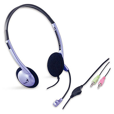 AURICULAR CON MICROFONO GENIUS HS-02B C/ CONTROL VOLUMEN 2 FICHAS MINIPLUG
