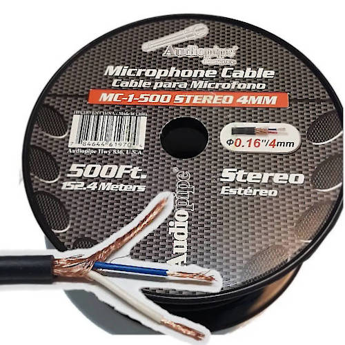 CABLE MICROFONO 4mm DIAMETRO ESTEREO AUDIOPIPE MC1 ROLLO 152m