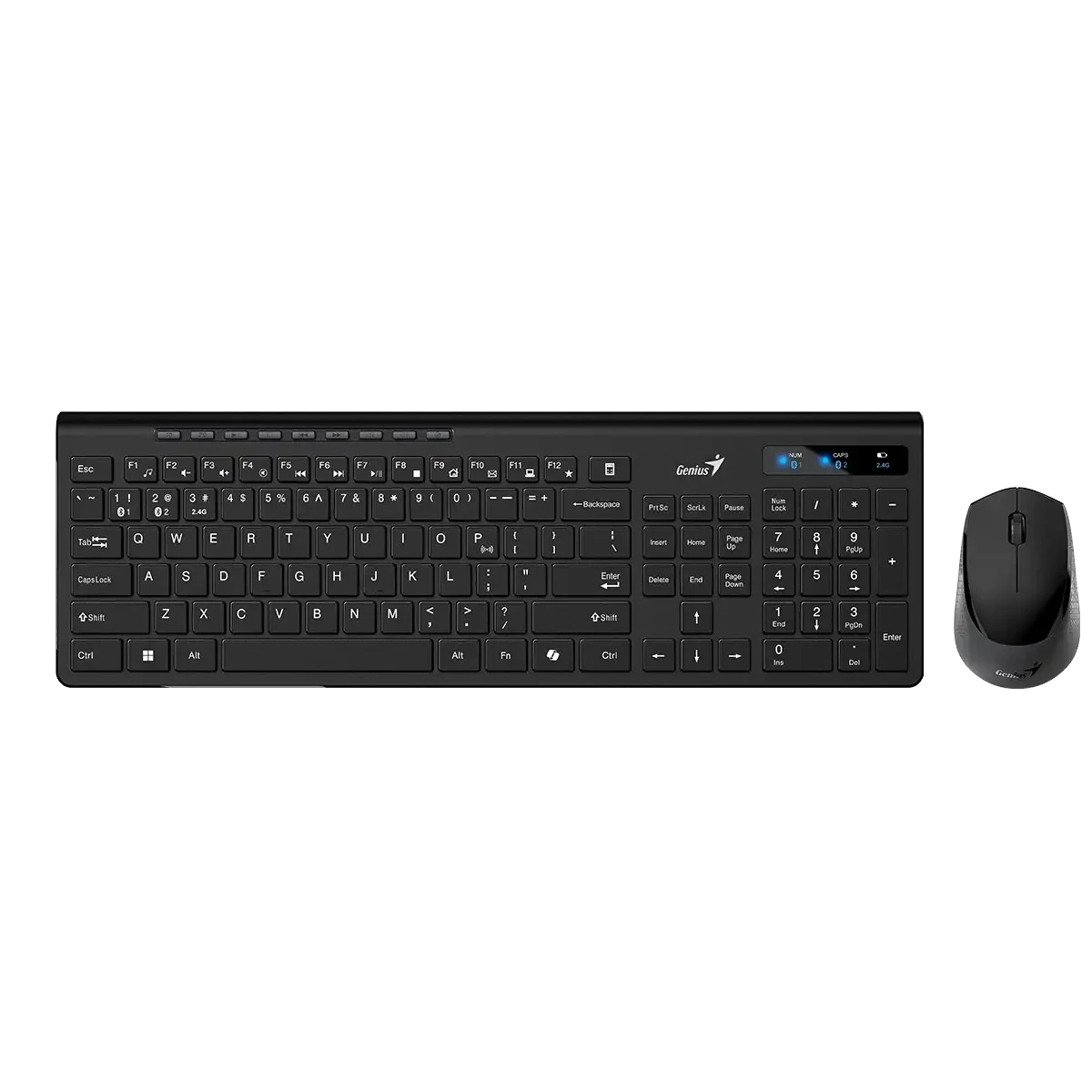 Vista lateral de Kit Teclado Y Mouse Genius Inalambrico + Bluetooth Slimstar 8230 Espanol
