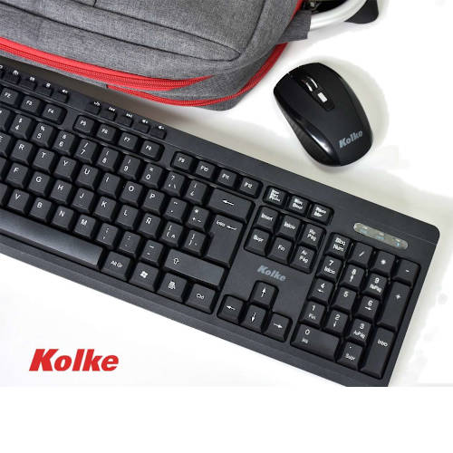 KIT TECLADO Y MOUSE KOLKE INALAMBRICO KEK-195 ESPANOL NEGRO