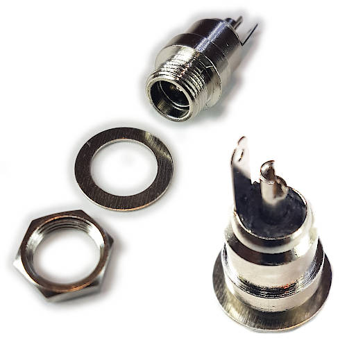 FICHA DC HUECO 5,5 x 2,1 mm JACK HEMBRA CHASIS ROSCA DELANTERA