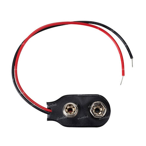 CONECTOR PARA BATERIA 9V PLASTICO FLEXIBLE CABLE LATERAL
