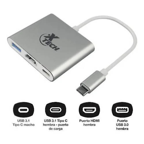 ADAPTADOR CONVERSOR USB C MACHO / HDMI + USB C + USB A HEMBRAS XTC-565 ADAPTADOR CONVERSOR USB C MACHO / HDMI + USB C + USB A HEMBRAS XTC-565
