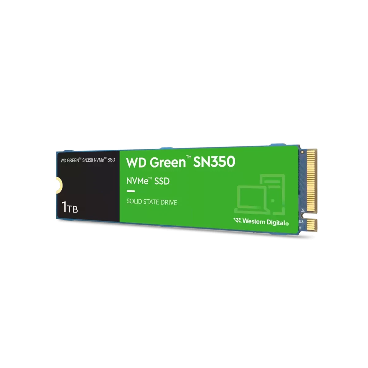 Vista lateral de Disco Ssd Estado Solido 1Tb M.2 Nvme Pcie Wd Green SN350 2280
