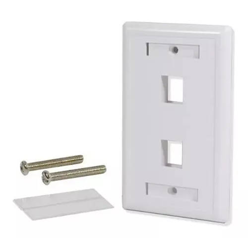  FACEPLATE PARA RJ45 2 PUERTOS CAT 5e/6 BLANCO GLC CE-4009