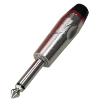 Conector Ficha Mono Plug 6,5 Macho Metal Alta Calidad Plateado Aro Rojo Conector Ficha Mono Plug 6,5 Macho Metal Alta Calidad Plateado Aro Rojo