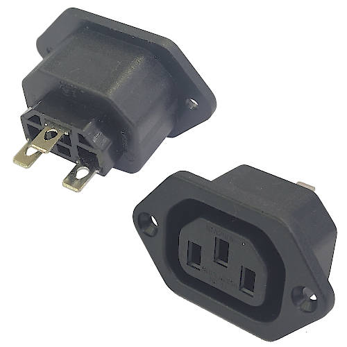 FICHA C13 HEMBRA TIPO INTERLOCK A CHASIS