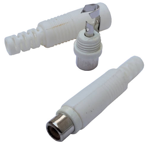 CONECTOR FICHA RCA HEMBRA PLASTICO BLANCO CALIDAD SUPERIOR