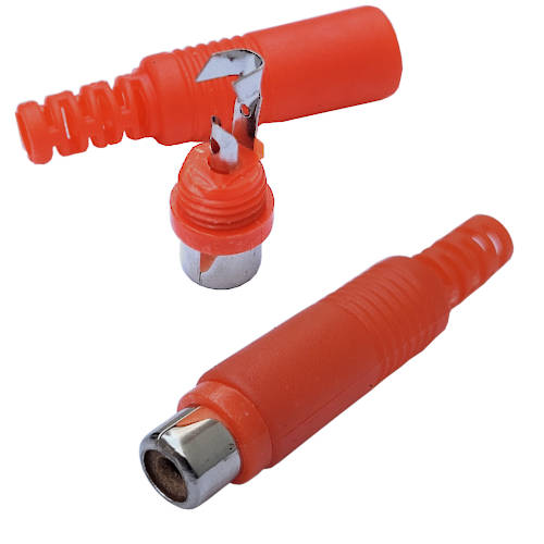 CONECTOR FICHA RCA HEMBRA PLASTICO ROJO CALIDAD SUPERIOR