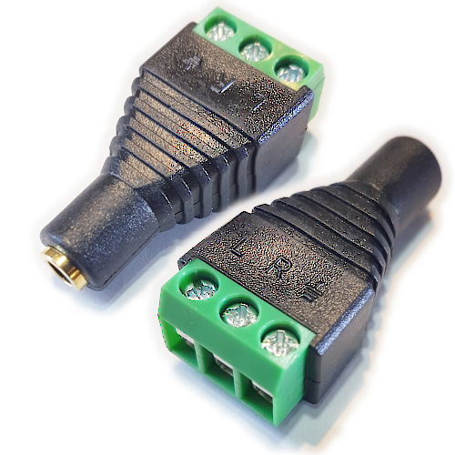 CONECTOR FICHA MINIPLUG 3,5 JACK HEMBRA ESTEREO A BORNERA