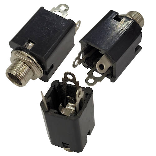 CONECTOR FICHA ESTEREO JACK 6,5 HEMBRA PLASTICO CHASIS S/CORTE ROSCA
