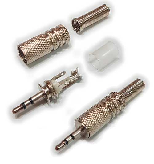 CONECTOR FICHA MINIPLUG 2,5 MACHO ESTEREO METAL PLATA