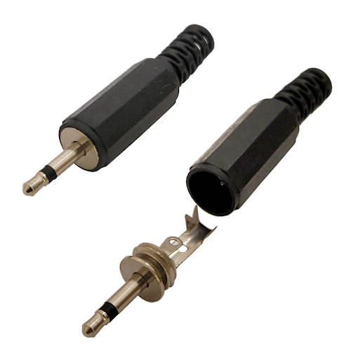 CONECTOR FICHA MINIPLUG 2,5 MACHO MONO PLASTICO NEGRO