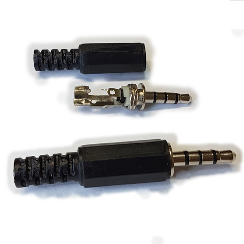 CONECTOR FICHA MINIPLUG 3,5 MACHO 4 POLOS PLASTICO NEGRO RECTA CONECTOR FICHA MINIPLUG 3,5 MACHO 4 POLOS PLASTICO NEGRO RECTA