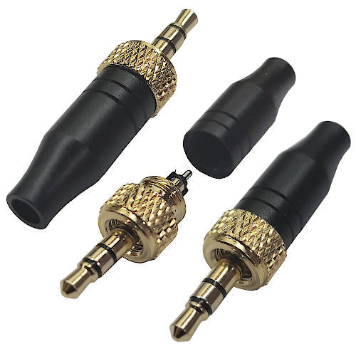 CONECTOR FICHA MINIPLUG 3,5 MACHO ESTEREO DORADO A ROSCA MACHO