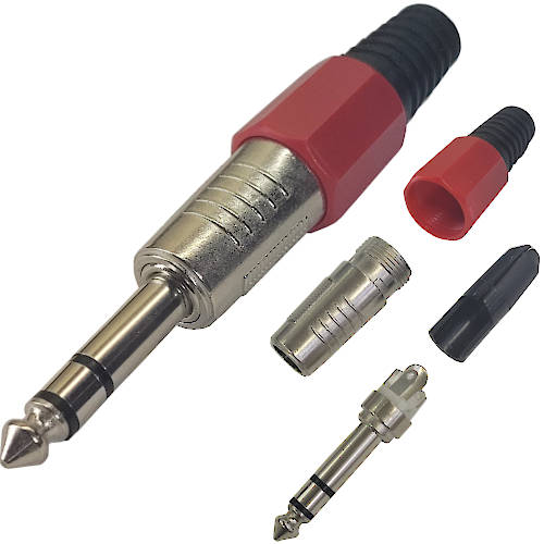 CONECTOR FICHA ESTEREO PLUG 6,5 MACHO TIPO NEUTRIK ROJO