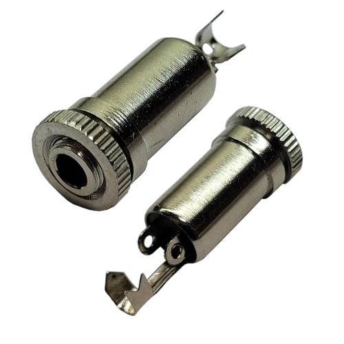 CONECTOR FICHA MINIPLUG 3,5 JACK HEMBRA MONO CHASIS METAL ROSCA DELANTERA