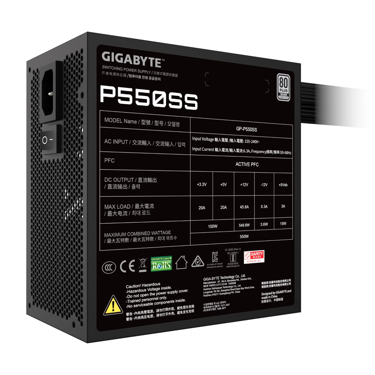 Fuente 550W Gigabyte Gp-P550Ss 80 Plus Silver