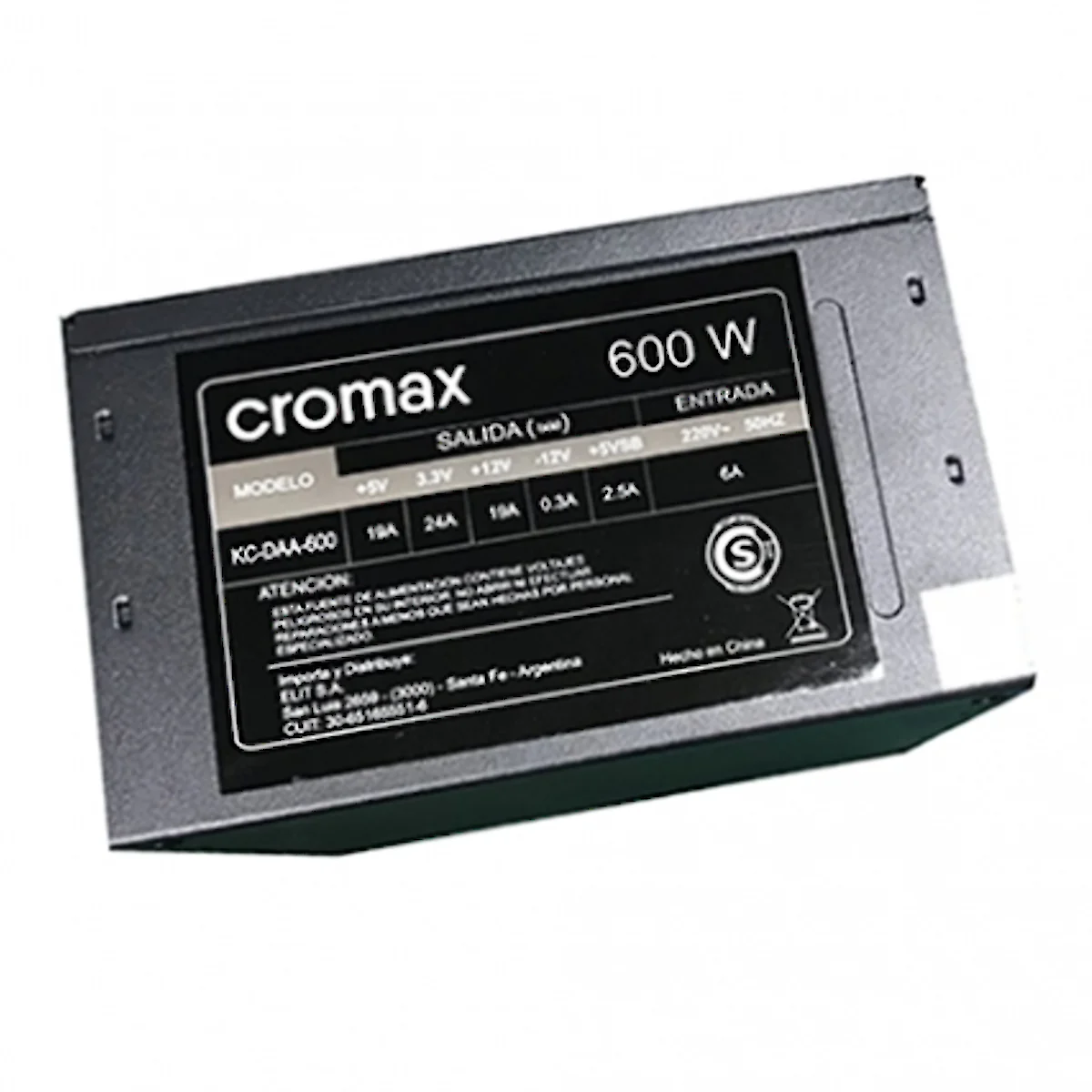 Fuente 600W Cromax 24 (20+4) Sata Fan 8Cm Negra Box