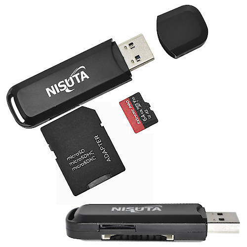 LECTOR USB PARA TARJETAS MICRO-SD y SD NISUTA 3.0