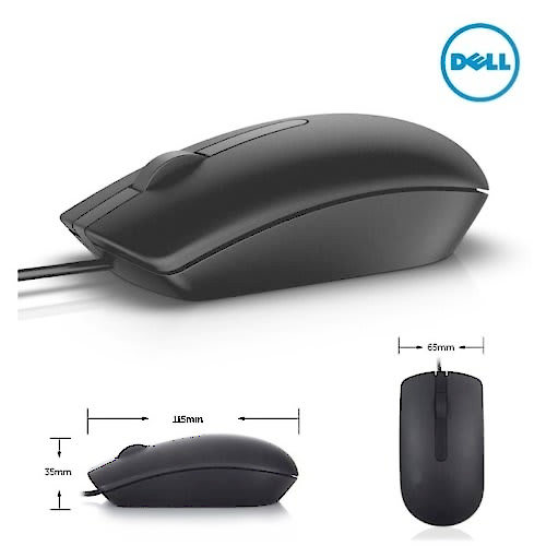 MOUSE OPTICO USB DELL MS116 NEGRO 3 BOT 1000 DPI 