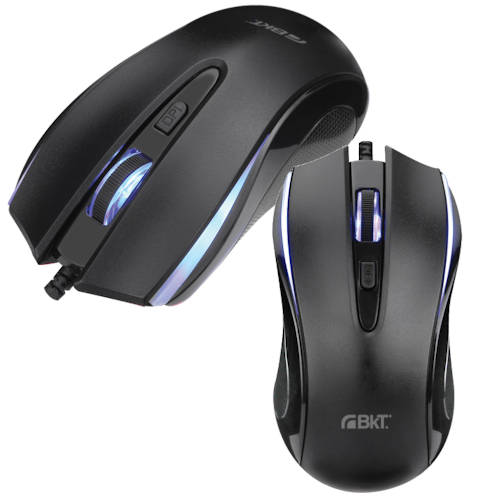 MOUSE OPTICO USB BKT 335L RETROILUMINADO 800 / 1200 / 1600 DPI 