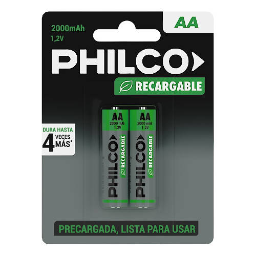 PILA AA RECARGABLE 2000MAH PHILCO Ni-MH BLISTER x2