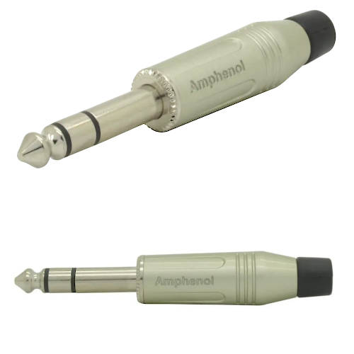 CONECTOR FICHA ESTEREO PLUG 6,5 MACHO METAL AMPHENOL NIQUELADO