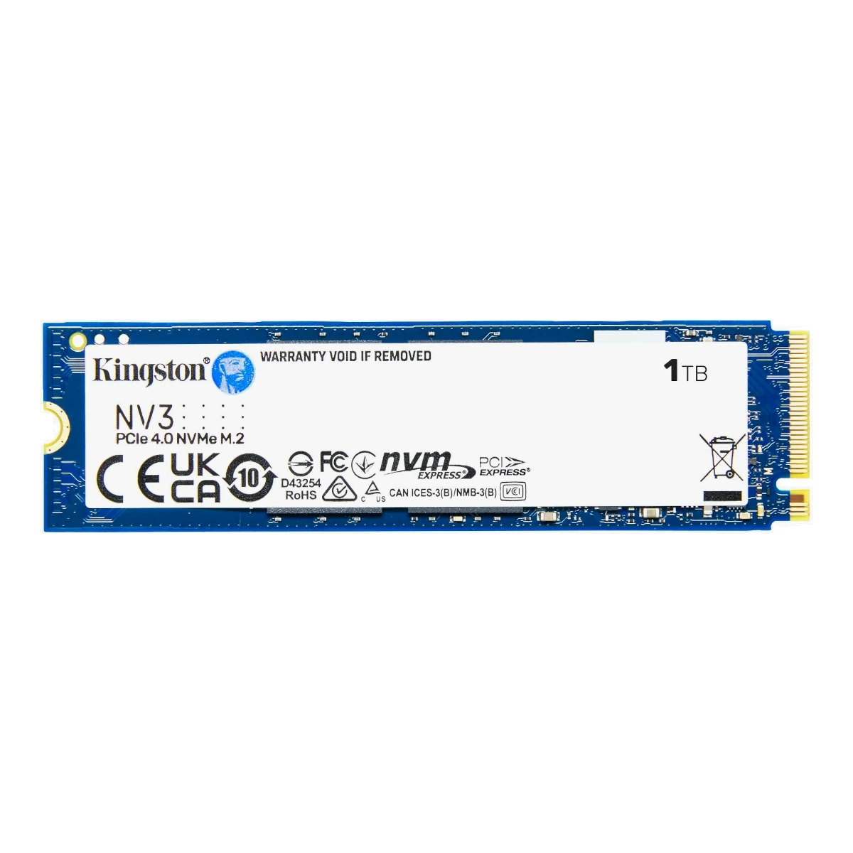 Vista lateral de Disco Ssd Estado Solido 1Tb M.2 Nvme Pcie 4.0 Kingston Snv3S/1000G