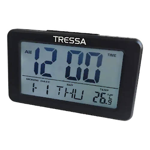 Reloj Despertador Con Fecha Y Temperatura Tressa DD-715 Negro